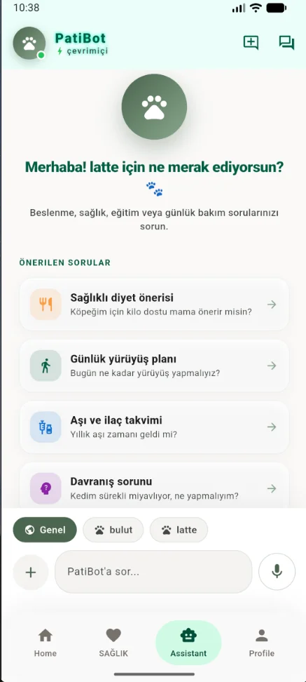 PatiBot AI asistanı