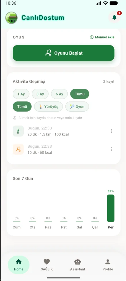 CanlıDostum ana ekran